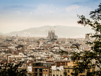 Panoramic view of Barcelona with focus on Sagrada Família Panoramic view of Barcelona with focus on Sagrada Família