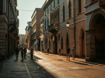 Afternoon sun on Santa Maria delle Grazie with quiet streets nearby Afternoon sun on Santa Maria delle Grazie with quiet streets nearby