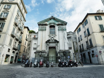 Historic Milan streets near Santa Maria delle Grazie with old buildings Historic Milan streets near Santa Maria delle Grazie with old buildings