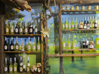 Limoncello bottles at Giardini di Cataldo