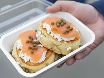 Bannock topped with smoked salmon and capers Bannock topped with smoked salmon and capers
