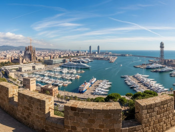 Montjuïc castle ramparts overlooking the harbor