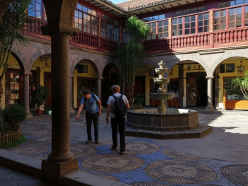 Moorish courtyard at Casa do Alentejo, tiled walls and ornate arches Moorish courtyard at Casa do Alentejo, tiled walls and ornate arches