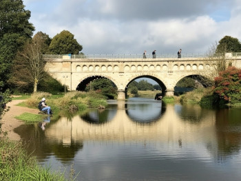 River ford and stone bridge in Eynsford on a clear day River ford and stone bridge in Eynsford on a clear day