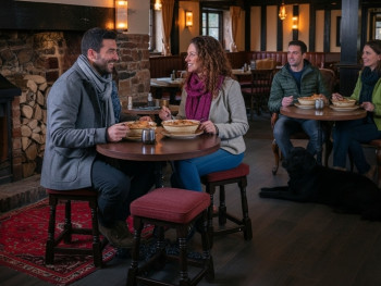 Cozy pub in Glenmalure Valley with a fire, hearty stew, and mountain views Cozy pub in Glenmalure Valley with a fire, hearty stew, and mountain views