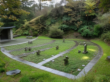 Peaceful Glencree German Cemetery in the Wicklow Hills with dappled light Peaceful Glencree German Cemetery in the Wicklow Hills with dappled light