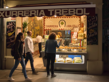 Xurreria Trébol serving the best churros, especially after a busy late night Xurreria Trébol serving the best churros, especially after a busy late night