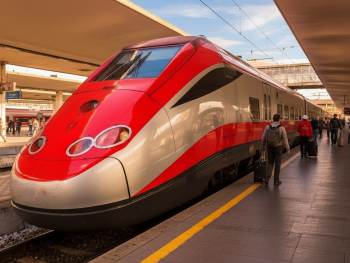 Regional train leaving Rome at golden hour light Regional train leaving Rome at golden hour light