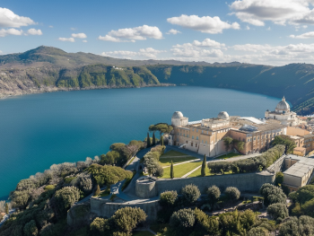 Lake Albano from above, palace ridge Lake Albano from above, palace ridge
