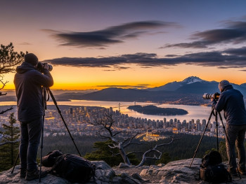 Photographers at Cypress Lookout overlooking Vancouver Photographers at Cypress Lookout overlooking Vancouver