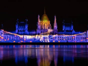 Hogwarts Castle at night at Universal Studios Japan with beautiful light projections Hogwarts Castle at night at Universal Studios Japan with beautiful light projections
