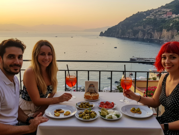Friends enjoying Aperitivo with a great view Friends enjoying Aperitivo with a great view