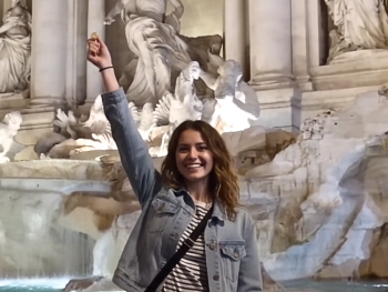 Evening coin toss at the Trevi Fountain in Rome Evening coin toss at the Trevi Fountain in Rome