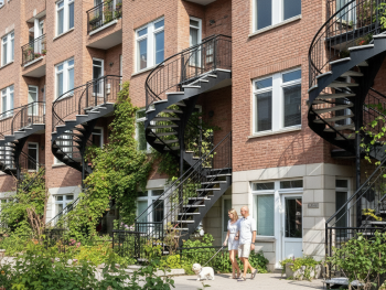 Spiral staircases along a Plateau side street Spiral staircases along a Plateau side street