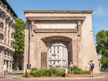 Porta Romana street filled with happy visitors Porta Romana street filled with happy visitors