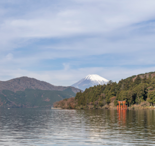 Mount Fuji from Lake Ashi in Hakone, Japan