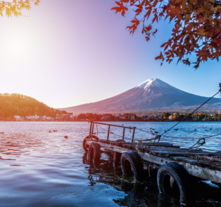 View of Mount Fuji from Lake Kawaguchi, Japan