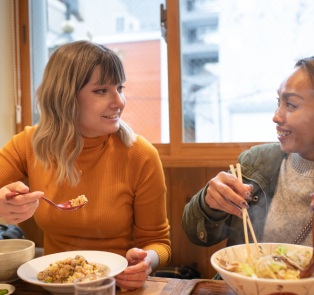 Women enjoying ramen in Tokyo