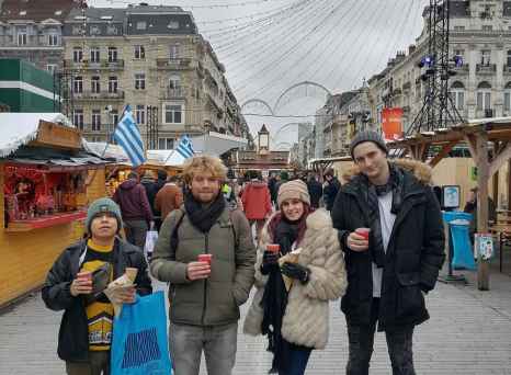 Festive Cheer in a Belgian Market