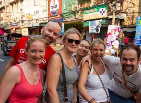 Street-side smiles and city buzz in downtown