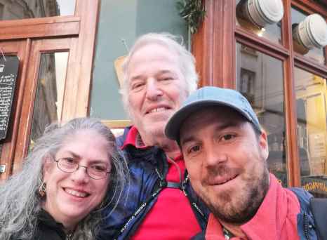 Happy Moments Shared Outside a Charming Bistro