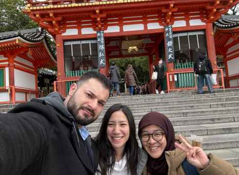 Cultural Moments at a Shrine Entrance