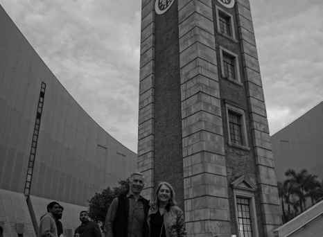 Under the Timeless Spire: A Moment in Monochrome