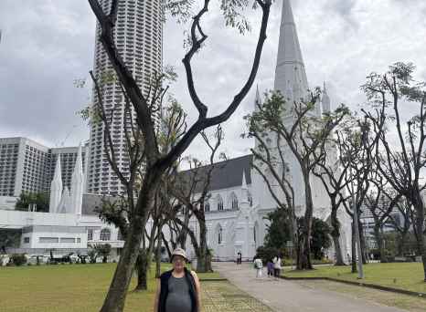 Visitor Amidst Architectural Wonders