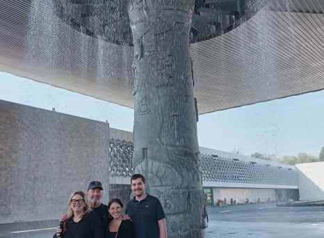 A Joyful Gathering Under the Cascading Fountain