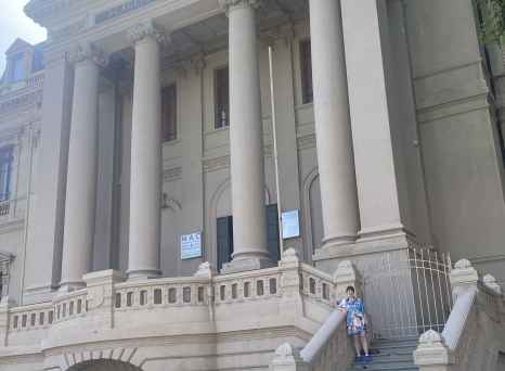 Basking in the grand architecture of Santiago's classical art academy.