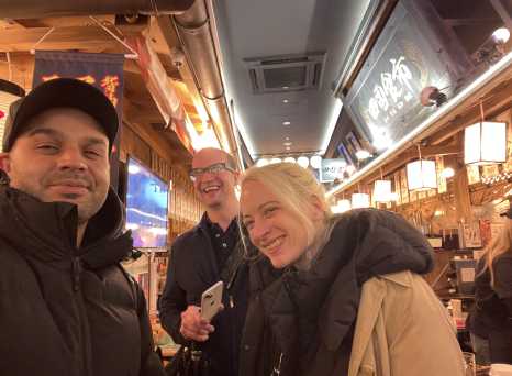 Evening Laughter in a Cozy Eatery