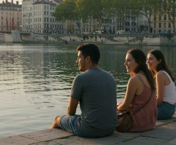 water,body of water,waterway,summer,bank,leisure,watercourse,sitting,lake,vacation,river,people in nature,human back,conversation,comfort,evening,travel,fun,love,reservoir