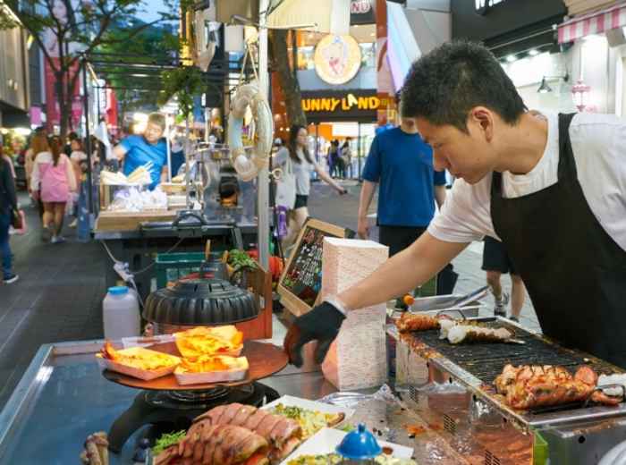 Street food in Seoul’s Myeong -dong