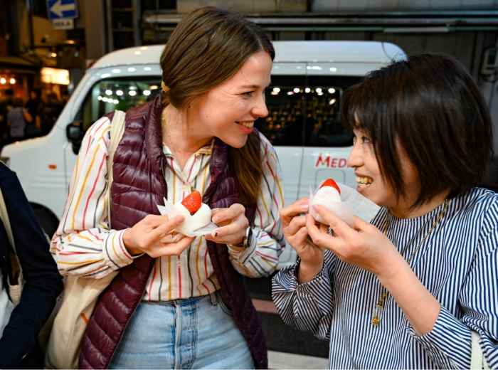Traveler on a Kyoto food tour with a local host
