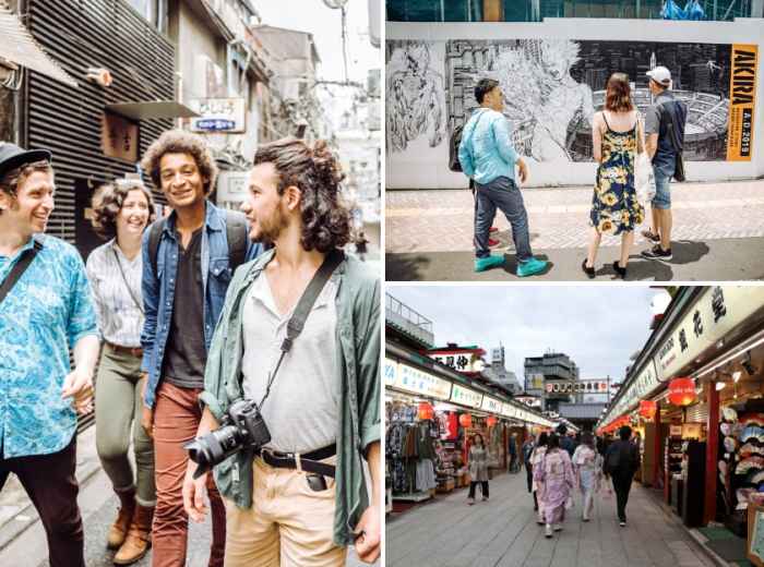 Tourists enjoying a Tokyo tour