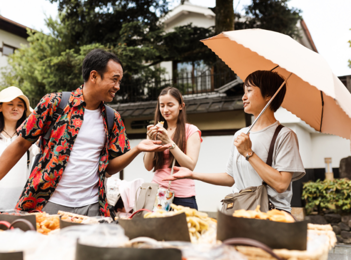 Tourists with a private tour guide