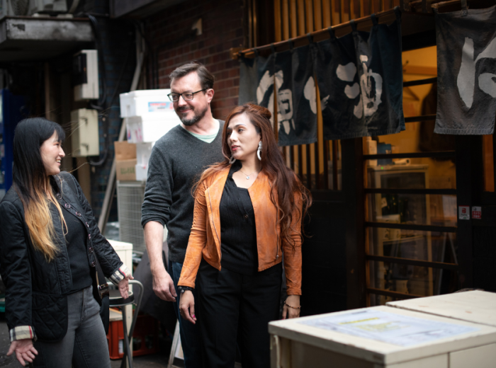 Private guide and tourists on a tour