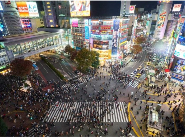 Shibuya Crossing from birds eye view
