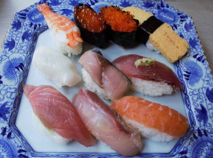 Sushi at Toyosu Fish Market, Tokyo