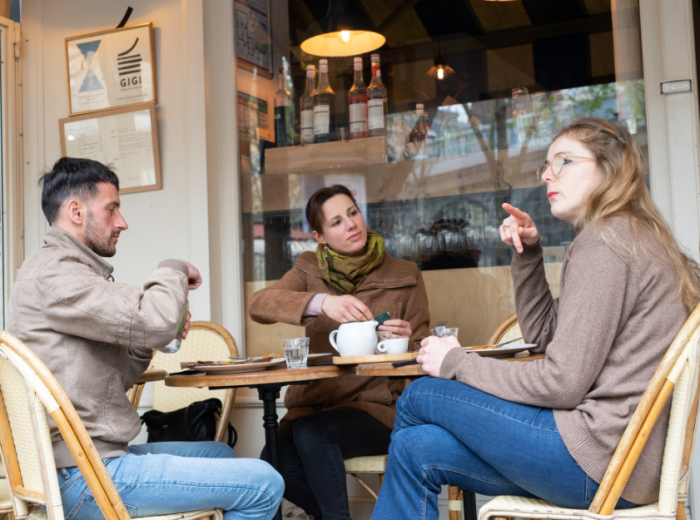 Tourists enjoying a meal in Paris