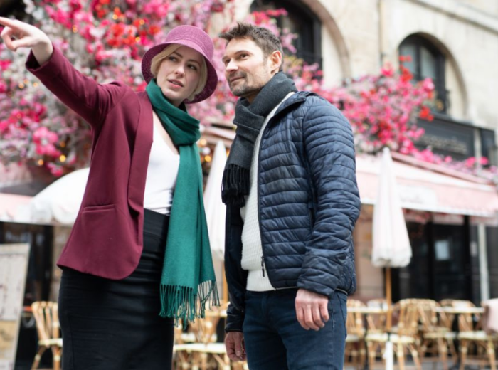 Tourists on a tour in Le Marais, Paris