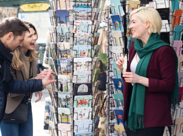Tourists enjoying shopping in Le Marais, Paris