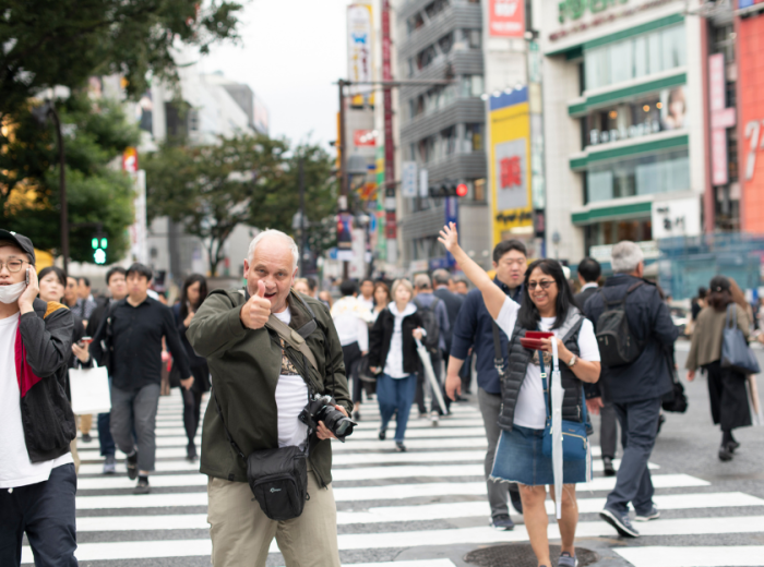 A crowded street scene in Tokyo during Golden Week
