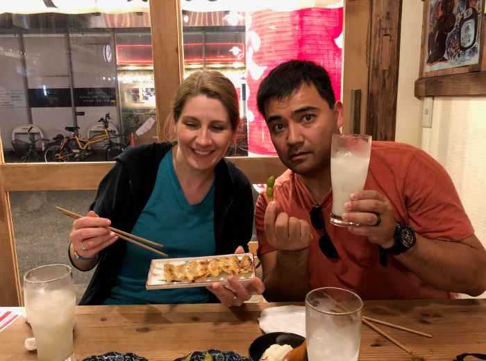 Guests enjoying a food tour osaka