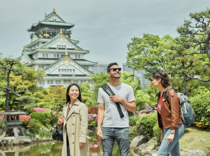 A small group enjoying peaceful castle grounds away from tourist buses.