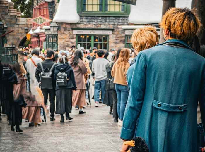 The Wizarding World of Harry Potter entrance with crowds of visitors Image by akio_akky1474 from Pixabay
