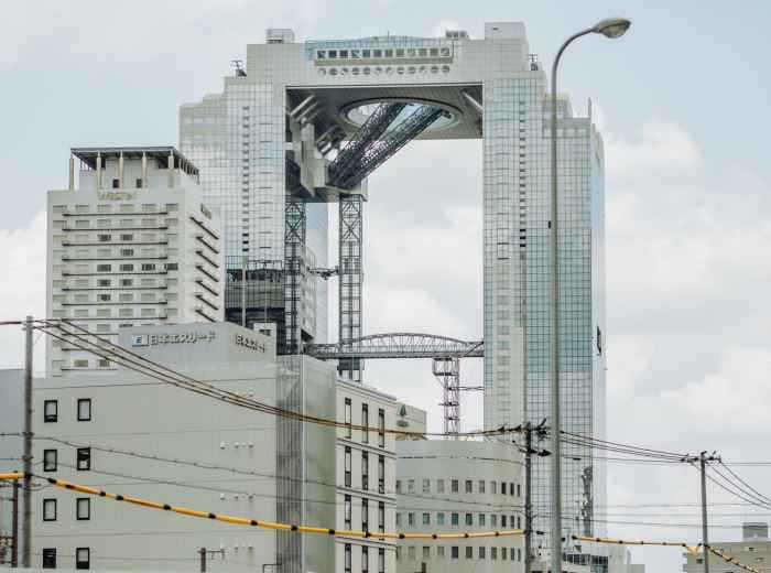 Umeda Sky Building's distinctive twin towers connected by the Sky Bridge structure