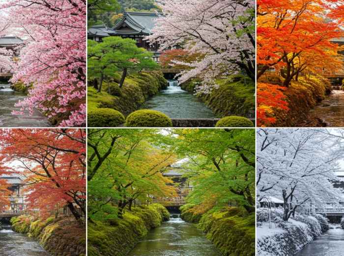 Seasonal beauty in Kyoto showing different times of year