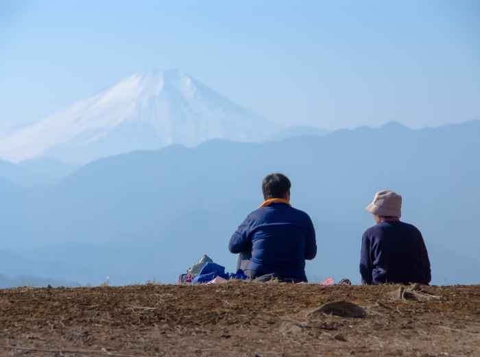 View of Mt. Fuji in winter.