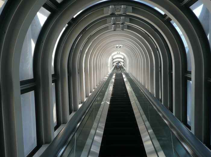 Escalators inside the floating garden photo by Pixabay